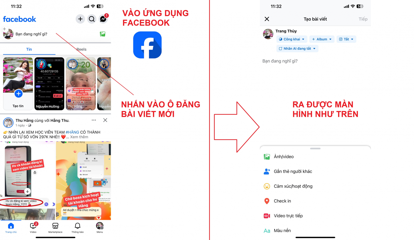 Hình ảnh số 4: Vào ứng dụng Facebook đăng bài